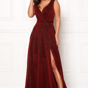 Goddiva Glitter Wrap Maxi Dress Red XXS (UK6)