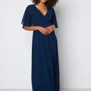 Bubbleroom Occasion Butterfly sleeve chiffon gown Navy 46