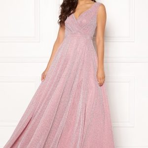 Goddiva Glitter Wrap Maxi Dress Pink S (UK10)