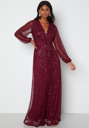 AngelEye Long Sleeve Sequin Dress Burgundy S (UK10)