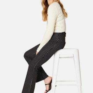 BUBBLEROOM Idarina soft flared suit trousers Black / Striped XS