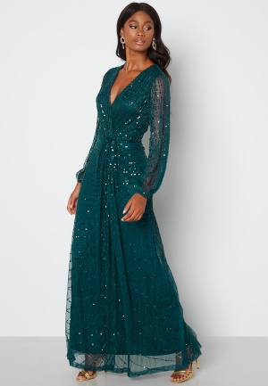 AngelEye Long Sleeve Sequin Dress Emerald XS (UK8)