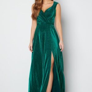 Goddiva Glitter Wrap Maxi Dress Emerald XL (UK16)