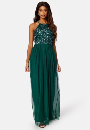 AngelEye High Neck Sequin Maxi Dress Emerald XXL (UK18)