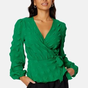 BUBBLEROOM Triniti wrap blouse Jade-green 34