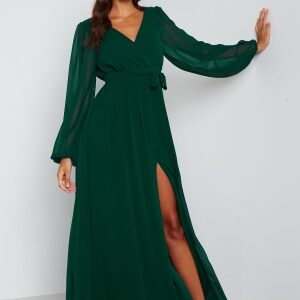 Goddiva Long Sleeve Chiffon Dress Green XS (UK8)