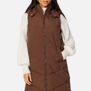 Pieces Jamilla Long Puffer Vest Chicory Coffee XS