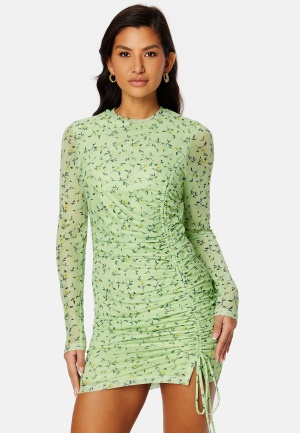 BUBBLEROOM Melandra mesh dress Green / Floral XS