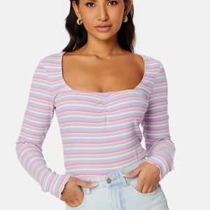 BUBBLEROOM Selda ls striped top Blue / Pink / Striped XS