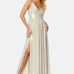 Bubbleroom Occasion Siri Sparkling Pleated Gown Champagne 42