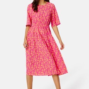 Happy Holly Eloise pleated dress Cerise / Patterned 44/46