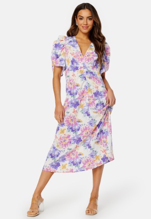 Bubbleroom Occasion Neala Puff Sleeve Dress White / Floral 36