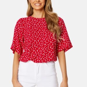 Happy Holly Tris butterfly sleeve blouse Red / Patterned 36/38