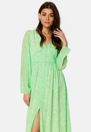 ONLY Amanda L/S Long Dress Summer Green AOP:Tan L