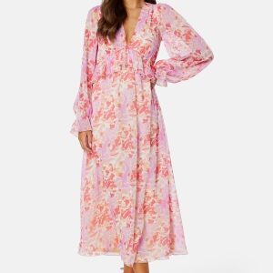 BUBBLEROOM Summer Luxe Frill Midi Dress Pink / Multi 3XL