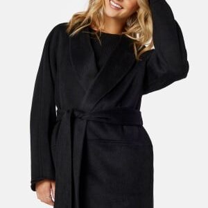 BUBBLEROOM Lilah Belted Wool Coat Black M