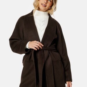 BUBBLEROOM Lilah Belted Wool Coat Brown XS