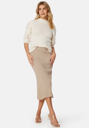 VILA Vicomfy A-Line Knit Skirt Natural Melange M