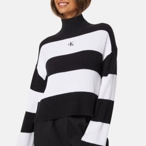 Calvin Klein Jeans Label Chunky Sweater 0GO CK Black/Whi Str XS