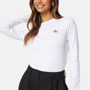 Calvin Klein Jeans Woven Label Rib Long Sleeve YAF Bright White XL