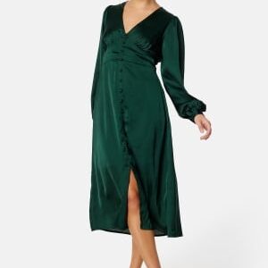 BUBBLEROOM Roberta Satin Dress Dark green 34