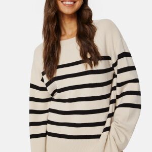 BUBBLEROOM Oversized Striped Knitted Sweater Beige/Striped XS