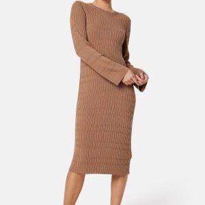 GANT Textured Knit Dress Roasted Walnut XL