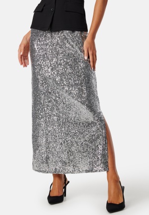 Pieces Pcniri high waist ankle skirt Silver Detail:SEQUIN S