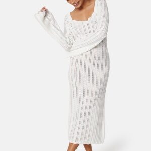 BUBBLEROOM Boat Neck Structure Knitted Dress Offwhite XS