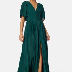 Bubbleroom Occasion Pleated Slit Gown Dark green 34