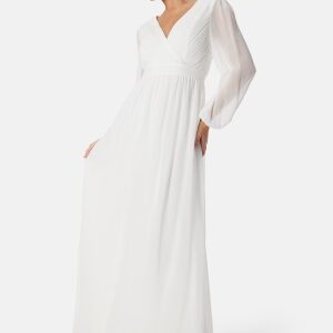 Bubbleroom Occasion Pleated V-Neck Wedding Gown White 36