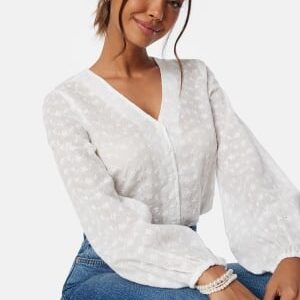 Happy Holly Broderie Anglaise V-Neck Blouse White 36/38