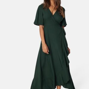 Happy Holly Wrap Midi Viscose Dress Dark green 48/50