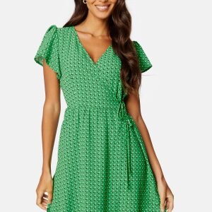 ONLY Naomi S/S Midi Wrap Dress Kelly Green AOP:Dots M