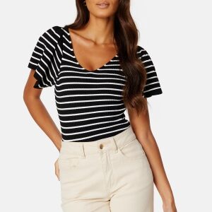 ONLY Onlleelo Stripe Back Pullover Knit Black Stripes:CLOUD S
