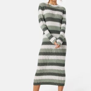 Object Collectors Item Objwasi L/S O-neck knit dress White/Striped S