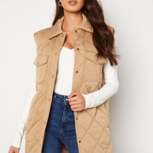 SELECTED FEMME Tinna Long Quilted Vest Tannin 36