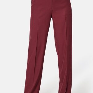 BUBBLEROOM High Waist Regular Suit Trousers Dark red 34