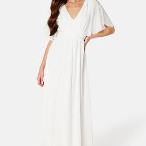 Bubbleroom Occasion Butterfly Sleeve Chiffon Gown White 42