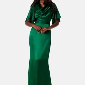 Goddiva Satin Cowl Front Maxi Dress Emerald L (UK14)