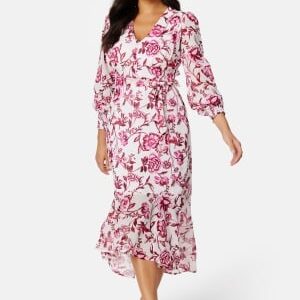 Happy Holly Danessa midi Puff Sleeve Dress Pink / Patterned 48/50