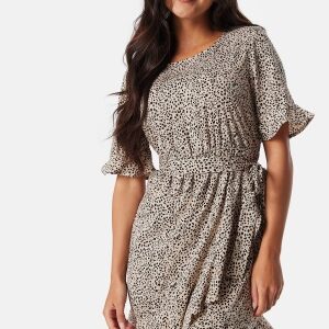 ONLY Onl New Olivia Short Wrap Dress Silver Mink XS