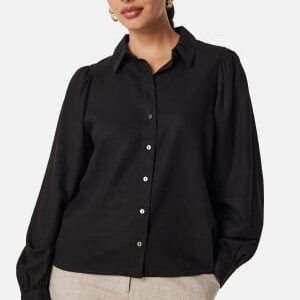ONLY Onlcaro Linen Puff Shirt Black L