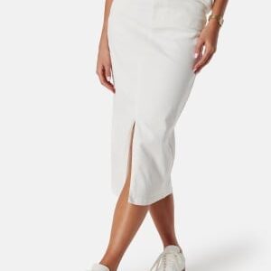 Pieces Pcjessie High Waist denim midi skirt Bright White XL