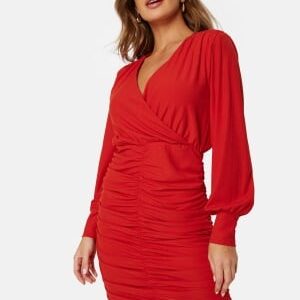 VILA Josa V-Neck Short Dress Pompeian Red L